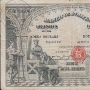 Açores-Nota de 10 000 Reis 1910,10000 Réis 30/09/1910 Chapa: 4 Banco de Portugal, (Circulada), Pick 108