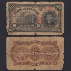 10 Escudo Banknote 1925 Eça de Queiroz, 10$00 01/13/1925 Plate: 3 - Banco de Portugal (Very Circulated)