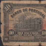 10 Escudo Banknote 1925 Eça de Queiroz, 10$00 01/13/1925 Plate: 3 - Banco de Portugal (Very Circulated)