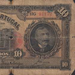 Nota de 10 Escudos 1925 Eça de Queiroz, 10$00 13/01/1925 Chapa: 3 - Banco de Portugal (Muito Circulada)