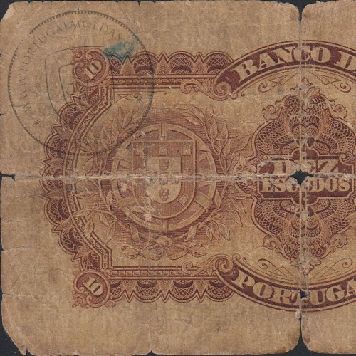 Nota de 10 Escudos 1925 Eça de Queiroz, 10$00 13/01/1925 Chapa: 3 - Banco de Portugal (Muito Circulada)