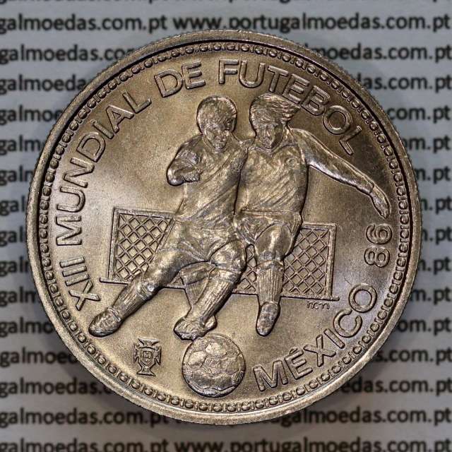 100 Escudos 1986 MÉXICO 86 cuproníquel, moeda Cuproníquel de 100$00 1986 XIII Mundial de Futebol 86, W. Coins Portugal KM 637 a