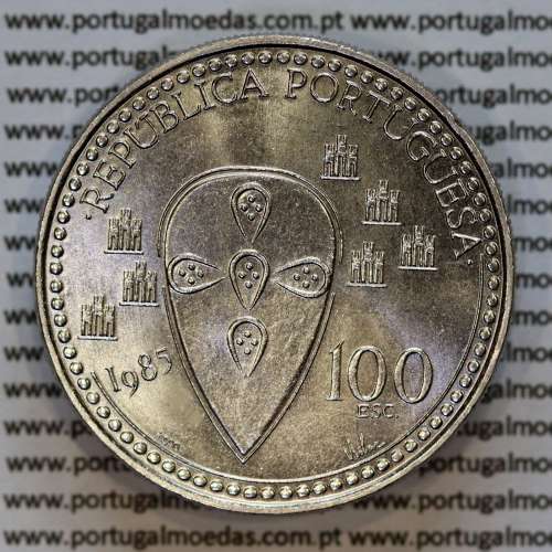 100 Escudos D. Afonso Henriques 1985, moeda cuproníquel 100$00 1985 D. Afonso Henriques, World Coins Portugal KM629b