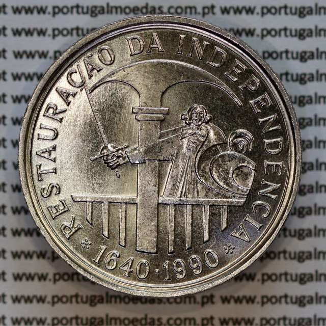100 Escudos 1990 Restauração da Independência 1640-1990, moeda cuproníquel 100$00 1990 Restauração da Independência, KM651