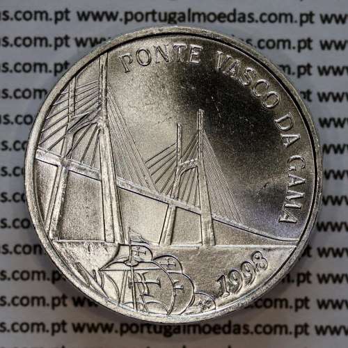500 Escudos 1998 Ponte Vasco da Gama, moeda prata 500$00 1998 Ponte Vasco da Gama, World Coins Portugal KM 705 a