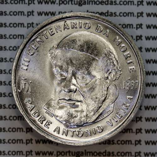 500 Escudos 1997 Padre António Vieira, moeda prata 500$00 1997 III Centenário da Morte do Padre António Vieira, Portugal KM701 a