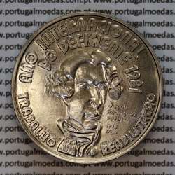 100 Escudos 1981 Ano Internacional do Deficiente 1981, 100$00 cuproníquel 1981 Jacob Rodrigues Pereira 1715-1780, KM 625a