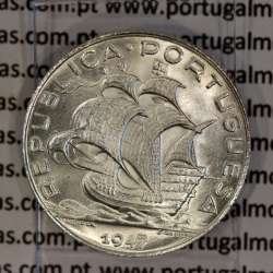 Portugal, silver coin of 5 Escudos 1947, 5$00 1947 silver coin of the Portuguese Republic, (UNC), World Coins Portugal KM 581