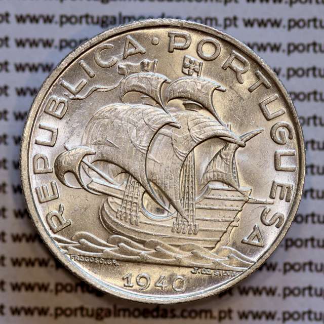 10 escudos 1940 prata, 10$00 1940 prata da Republica Portuguesa, (Soberba),  World Coins Portugal KM 582