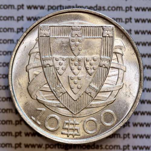 Portugal, silver coin of 10 Escudos 1940, 10$00 1940 silver coin of the Portuguese Republic, (UNC), World Coins Portugal KM 582