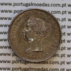 Portugal, silver coin of 100 réis 1851 of D. Maria II, Silver Tostão of 1851, (XF/UNC), World Coins Portugal KM 488