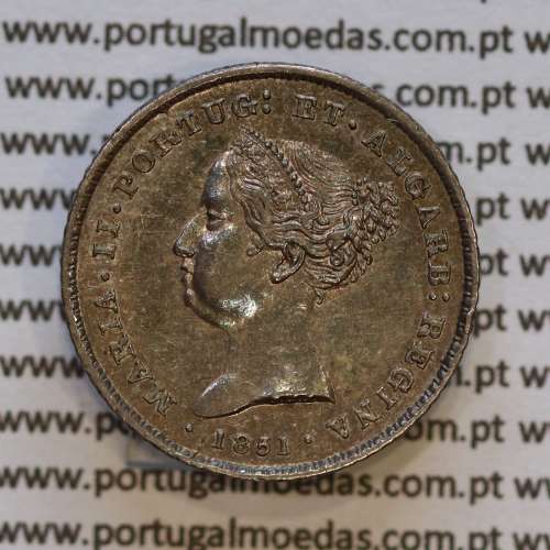 100 réis 1851 prata D. Maria II, Tostão prata 1851, (Bela), World Coins Portugal KM 488a