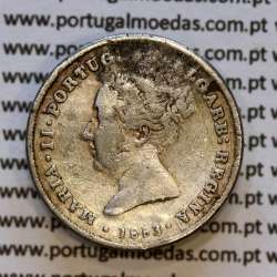 Portugal, silver coin of 100 réis 1853 of D. Maria II, Silver Tostão of 1853, (VG), World Coins Portugal KM 488