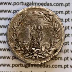 100 réis 1853 prata D. Maria II, Tostão prata 1853, (BC-/Reg), World Coins Portugal KM 488
