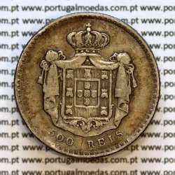 Portugal, silver coin of 500 réis 1841 of D. Maria II, Silver 5 Tostões of 1841, (F), World Coins Portugal KM 471