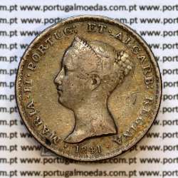 Portugal, silver coin of 500 réis 1841 of D. Maria II, Silver 5 Tostões of 1841, (F), World Coins Portugal KM 471