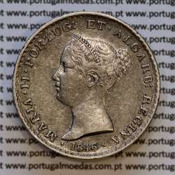 Portugal, silver coin of 500 réis 1846 of D. Maria II, Silver 5 Tostões of 1846, (VF), World Coins Portugal KM 471