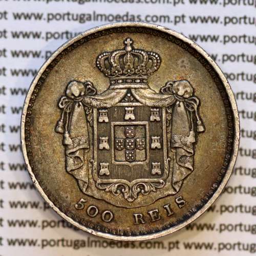 500 réis 1847 prata D. Maria II, 5 Tostões prata 1847, (MBC), World Coins Portugal KM 471