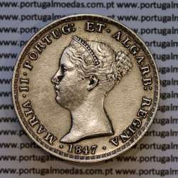 500 réis 1847 prata D. Maria II, 5 Tostões prata 1847, (MBC), World Coins Portugal KM 471a