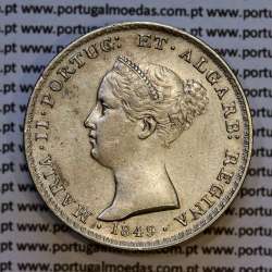 Portugal, silver coin of 500 réis 1849 of D. Maria II, Silver 5 Tostões of 1849, (VF+), World Coins Portugal KM 471