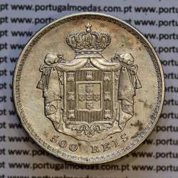 Portugal, silver coin of 500 réis 1849 of D. Maria II, Silver 5 Tostões of 1849, (VF+), World Coins Portugal KM 471