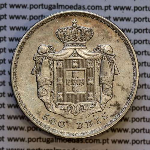 Portugal, silver coin of 500 réis 1849 of D. Maria II, Silver 5 Tostões of 1849, (VF+), World Coins Portugal KM 471