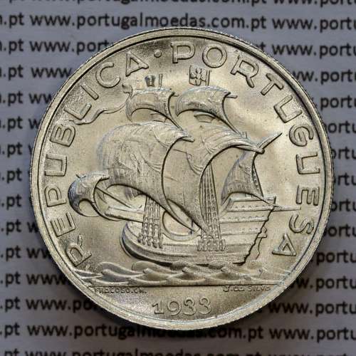 10 escudos 1933 prata, 10$00 1933 prata da Republica Portuguesa, (Soberba),  World Coins Portugal KM 582