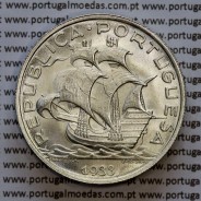 Portugal, silver coin of 10 Escudos 1933, 10$00 1933 silver coin of the Portuguese Republic, (UNC), World Coins Portugal KM 582