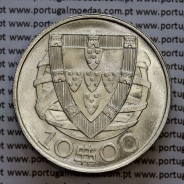 Portugal, silver coin of 10 Escudos 1933, 10$00 1933 silver coin of the Portuguese Republic, (UNC), World Coins Portugal KM 582