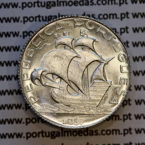 2$50 1937 ou 2.50 1937 prata, 2 escudos e 50 centavos 1937 em prata da Republica Portuguesa), (Soberba), W. Coins Portugal KM580