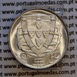 Portugal, Silver coin of 2-1/2 Escudos 1937, 2$50 Escudos 1937 silver Portuguese Republic, (UNC), World Coins Portugal KM 58
