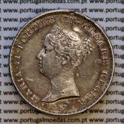 Portugal, silver coin of 500 réis 1847 of D. Maria II, rectified variant in the letters of the legend and date numerals. (F)