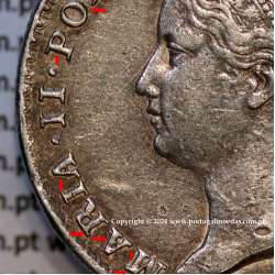 Portugal, silver coin of 500 réis 1847 of D. Maria II, rectified variant in the letters of the legend and date numerals. (F)