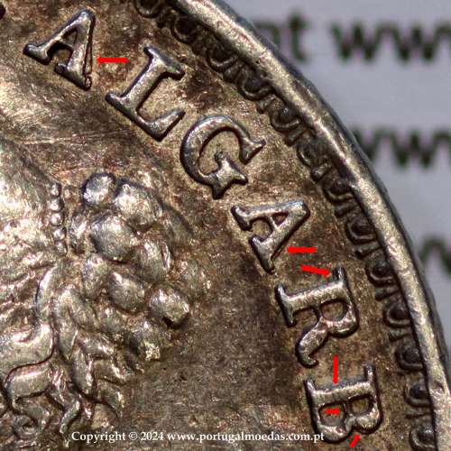Portugal, silver coin of 500 réis 1847 of D. Maria II, rectified variant in the letters of the legend and date numerals. (F)
