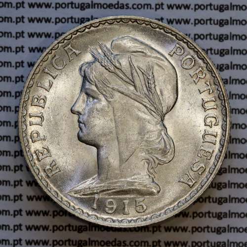1 Escudo 1915 prata, (1$00 escudo prata 1915), (Soberba), 1 Escudo Silver 1915, World Coins Portugal KM 564