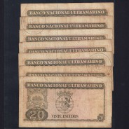 Timor, lote de 7 notas assinaturas diferentes de 20 Escudos 1967 Régulo D.Aleixo, (MC), World Paper Money Timor Pick 26
