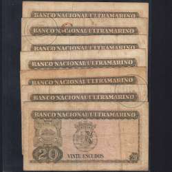 Timor, lote de 7 notas assinaturas diferentes de 20 Escudos 1967 Régulo D.Aleixo, (MC), World Paper Money Timor Pick 26