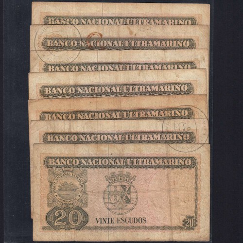 Timor, lote de 7 notas assinaturas diferentes de 20 Escudos 1967 Régulo D.Aleixo, (MC), World Paper Money Timor Pick 26