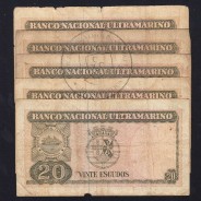 Timor, lot of 5 banknotes of 20 Escudos 1967 Régulo D. Aleixo, 20 Escudos 24/10/1967, (F), World Paper Money Timor Pick 26
