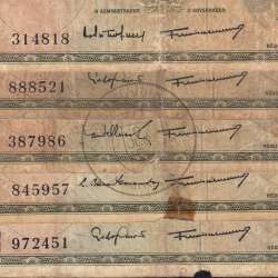 Timor, lot of 5 banknotes of 20 Escudos 1967 Régulo D. Aleixo, 20 Escudos 24/10/1967, (F), World Paper Money Timor Pick 26