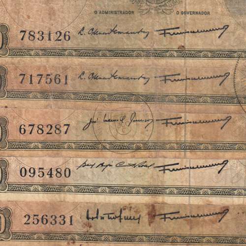 Timor, lot of 5 banknotes of 20 Escudos 1967 Régulo D. Aleixo, 20 Escudos 24/10/1967, (F), World Paper Money Timor Pick 26