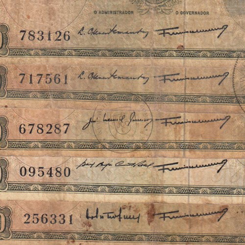 Timor, lot of 5 banknotes of 20 Escudos 1967 Régulo D. Aleixo, 20 Escudos 24/10/1967, (F), World Paper Money Timor Pick 26