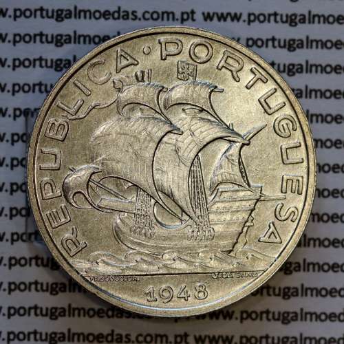 10 escudos 1948 prata, 10$00 1948 prata da Republica Portuguesa, (Bela), World Coins Portugal KM 582