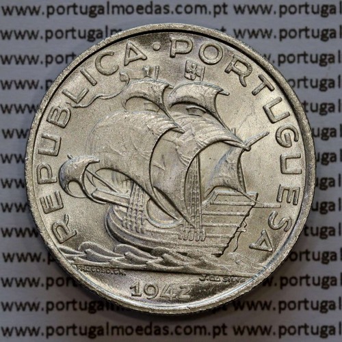 10 Escudos 1942 prata, 10$00 escudos prata 1942 da Republica Portuguesa, (Soberba), World Coins Portugal KM 582