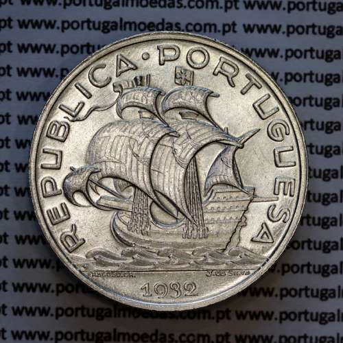 10 escudos 1932 prata, 10$00 1932 prata da Republica Portuguesa, (Bela/Soberba), World Coins Portugal KM 582