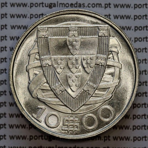 Portugal, silver coin of 10 Escudos 1948, 10$00 1948 silver coin of the Portuguese Republic, (UNC), World Coins Portugal KM 582