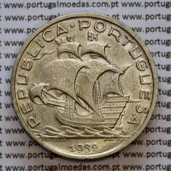 10 escudos 1932 prata, 10$00 1932 prata da Republica Portuguesa, (MBC+/Bela-), World Coins Portugal KM 582