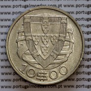 10 escudos 1932 prata, 10$00 1932 prata da Republica Portuguesa, (MBC+/Bela-), World Coins Portugal KM 582