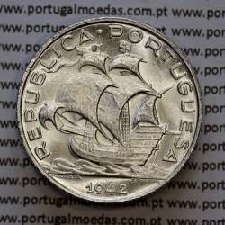 Portugal, silver coin of 5 Escudos 1942, 5$00 1942 silver coin of the Portuguese Republic, (UNC), World Coins Portugal KM 581