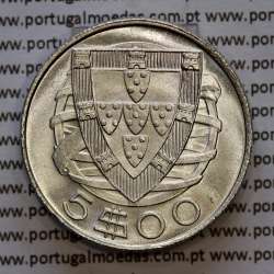Portugal, silver coin of 5 Escudos 1942, 5$00 1942 silver coin of the Portuguese Republic, (UNC), World Coins Portugal KM 581